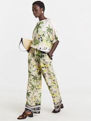 JD Williams Cream Linen Mix Wide Leg Trousers - Image 1 of 4