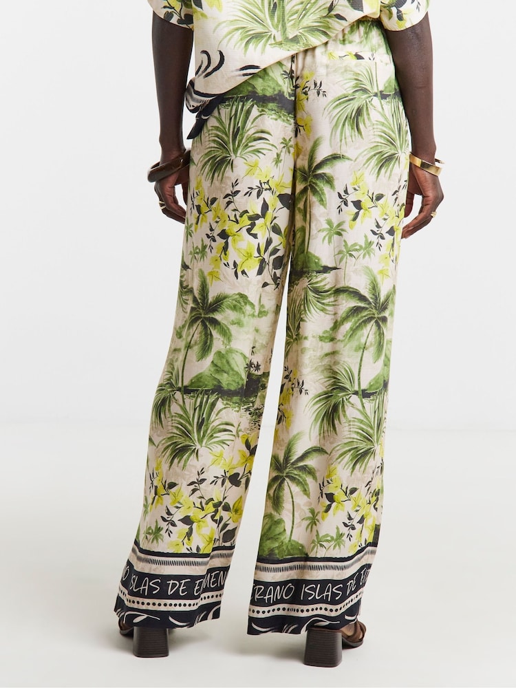 JD Williams Cream Linen Mix Wide Leg Trousers - Image 2 of 4 JD Williams Cream Linen Mix Wide Leg Trousers - Image 2 of 4