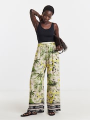 JD Williams Cream Linen Mix Wide Leg Trousers - Image 3 of 4