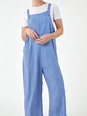 Roman Blue Stripe Print Jumpsuit - Image 3 of 4