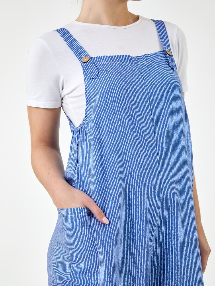 Roman Blue Stripe Print Jumpsuit - Image 4 of 4