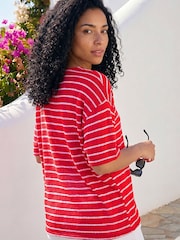 Roman Red Stripe Print Snit Jersey Top - Image 3 of 4