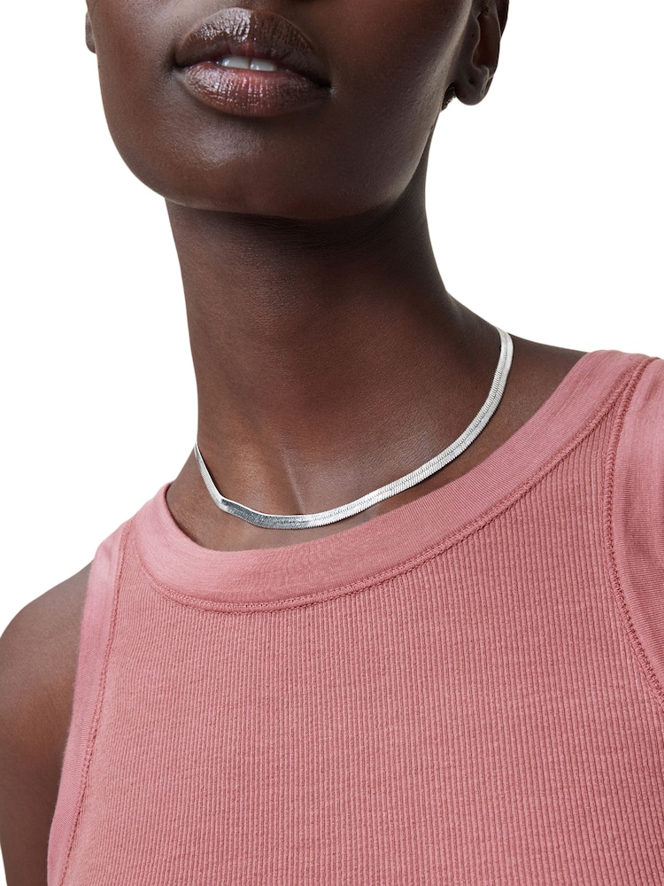 AllSaints Silver Tone Signature Snake Chain Collar Necklace - Image 1 of 5