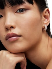 AllSaints Gold Tone Chunky Pearl Huggies - Image 4 of 4