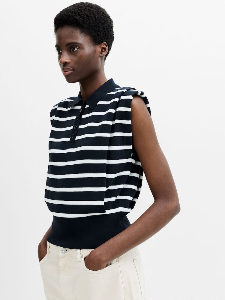 French Connection Blue Kea Stripe Collared Vest - Image 2 of 6