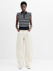 French Connection Blue Kea Stripe Collared Vest - Image 4 of 6