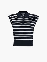 French Connection Blue Kea Stripe Collared Vest - Image 6 of 6