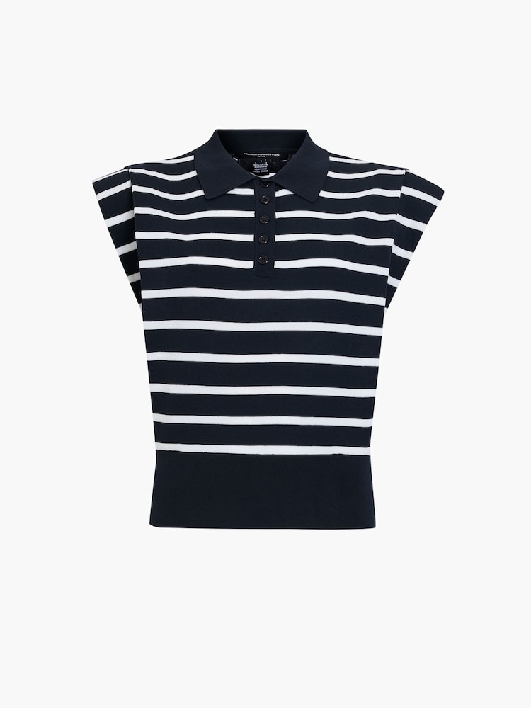 French Connection Blue Kea Stripe Collared Vest - Image 6 of 6