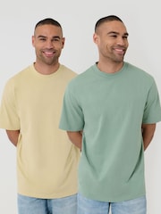 Threadbare Green Relaxed Fit Cotton T-Shirts 2 Pack - Image 1 of 1