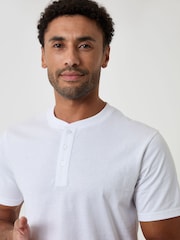 Threadbare White Cotton Grandad Collar T-Shirts 2 Pack - Image 5 of 5