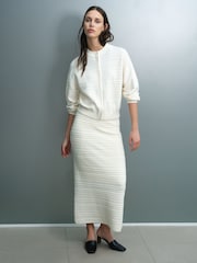 French Connection Cream Mayim Knit Pleated Cardigan - Image 3 of 6