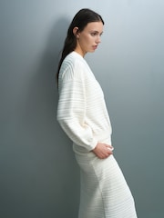 French Connection Cream Mayim Knit Pleated Cardigan - Image 4 of 6