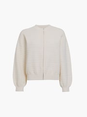 French Connection Cream Mayim Knit Pleated Cardigan - Image 6 of 6