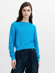 French Connection Blue Lilly Mozart Short Sleeve Crew Neck Jumper - Image 1 of 6