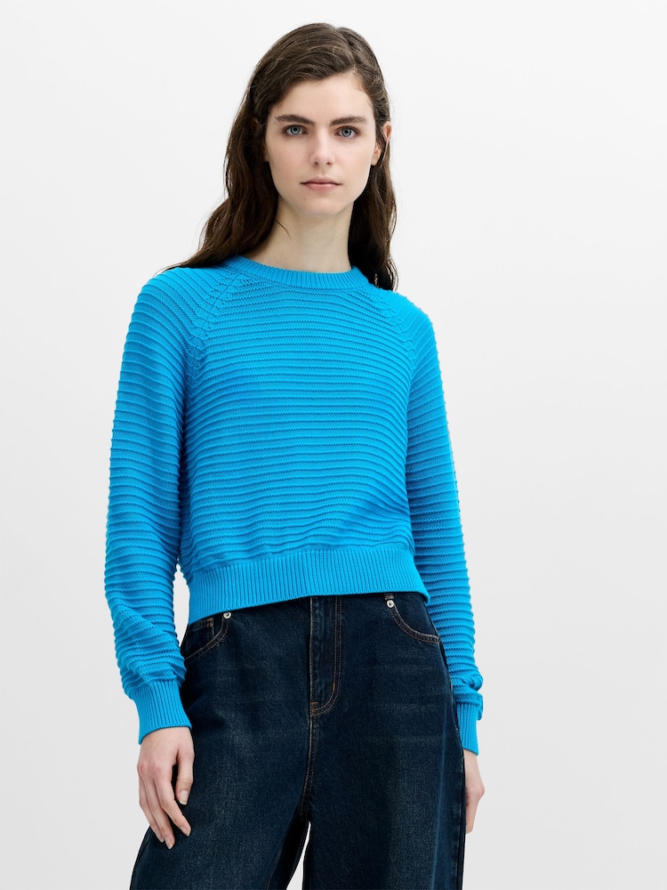 French Connection Blue Lilly Mozart Short Sleeve Crew Neck Jumper - Image 1 of 6