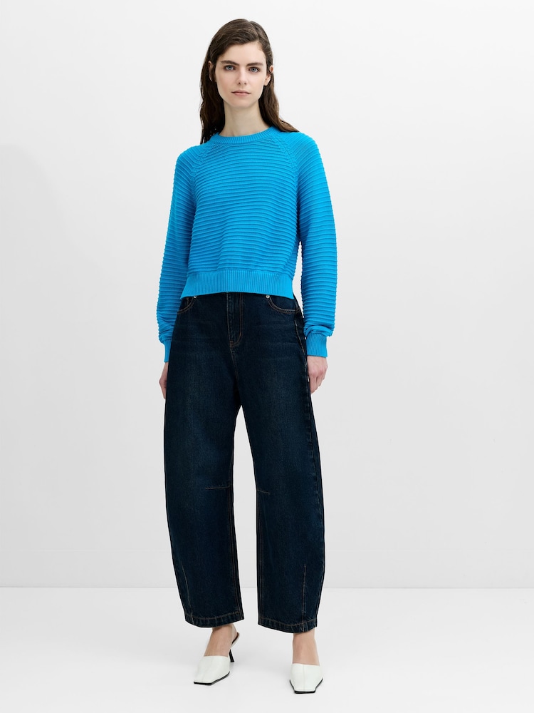 French Connection Blue Lilly Mozart Short Sleeve Crew Neck Jumper - Image 2 of 6