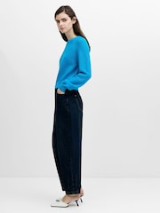 French Connection Blue Lilly Mozart Short Sleeve Crew Neck Jumper - Image 3 of 6