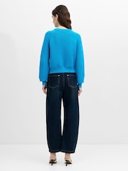 French Connection Blue Lilly Mozart Short Sleeve Crew Neck Jumper - Image 4 of 6