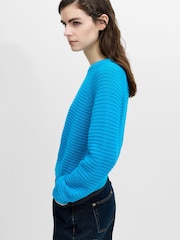 French Connection Blue Lilly Mozart Short Sleeve Crew Neck Jumper - Image 5 of 6