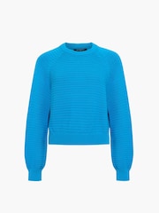 French Connection Blue Lilly Mozart Short Sleeve Crew Neck Jumper - Image 6 of 6