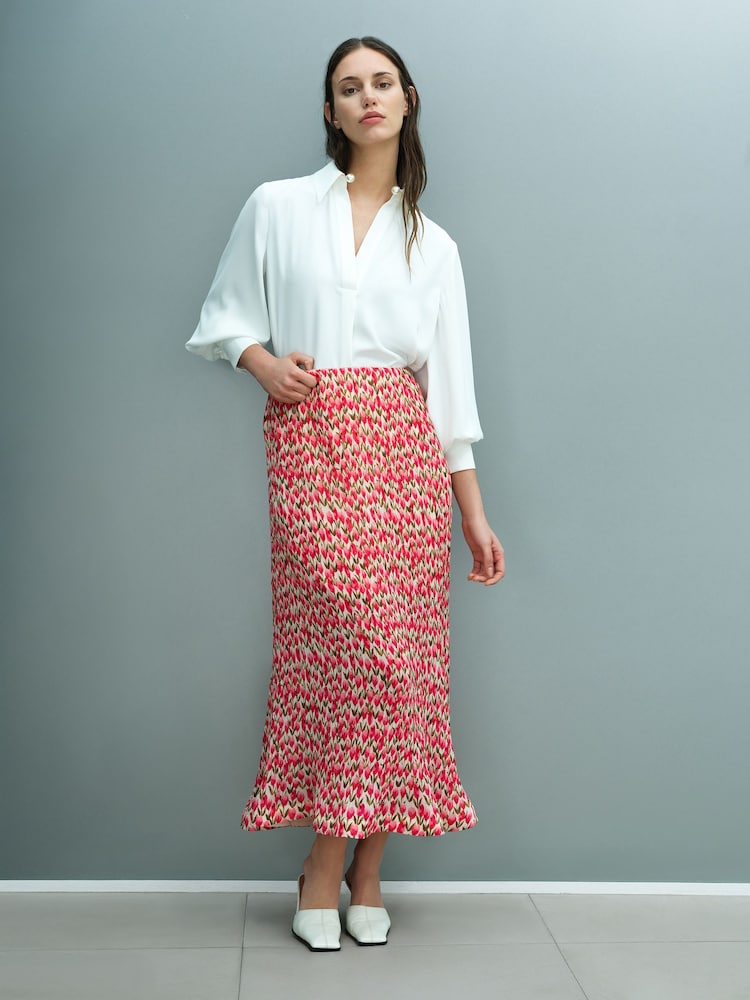 French Connection Pink Noelle Plisse Peplum Hem Skirt - Image 1 of 6 French Connection Pink Noelle Plisse Peplum Hem Skirt - Image 1 of 6
