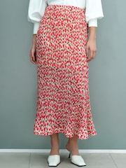 French Connection Pink Noelle Plisse Peplum Hem Skirt - Image 2 of 6