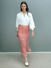 French Connection Pink Noelle Plisse Peplum Hem Skirt - Image 4 of 6