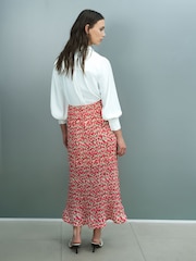 French Connection Pink Noelle Plisse Peplum Hem Skirt - Image 5 of 6