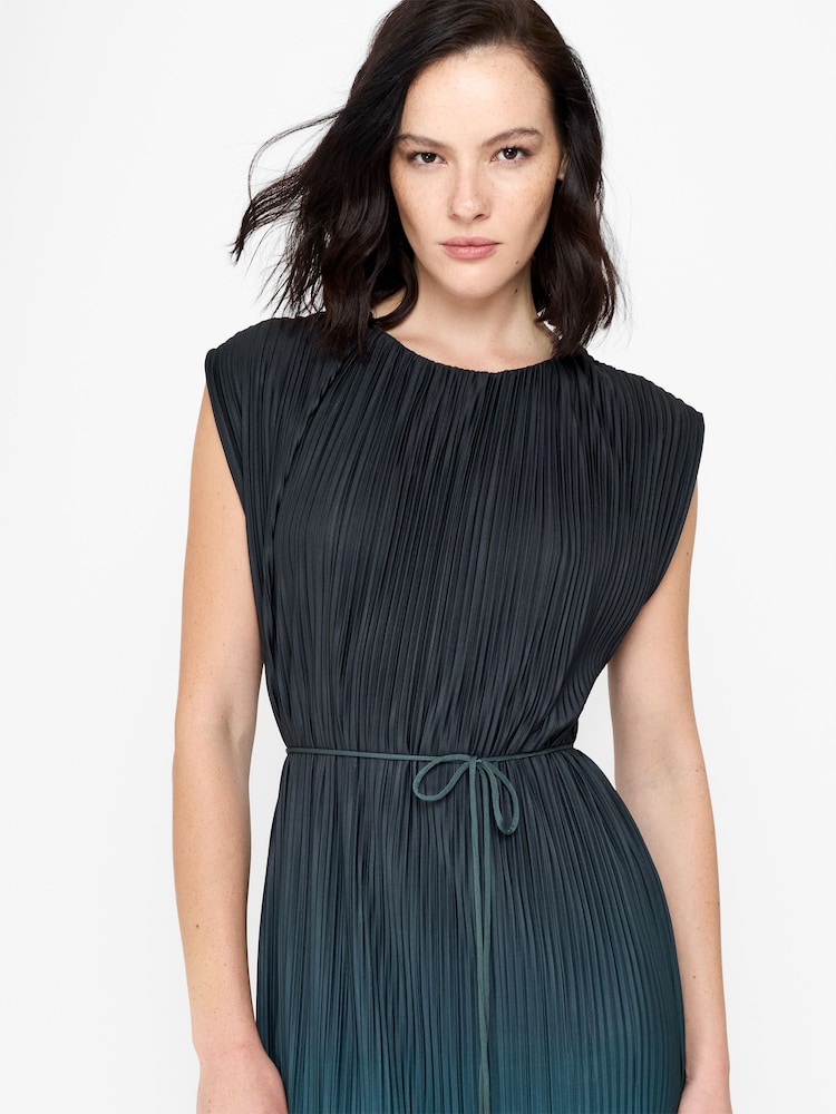 French Connection Grey Xena Pleated Ombre Column Dress - Image 2 of 7 French Connection Grey Xena Pleated Ombre Column Dress - Image 2 of 7