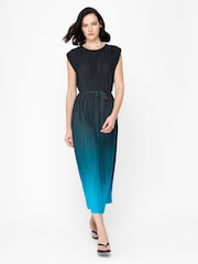 French Connection Grey Xena Pleated Ombre Column Dress - Image 4 of 7