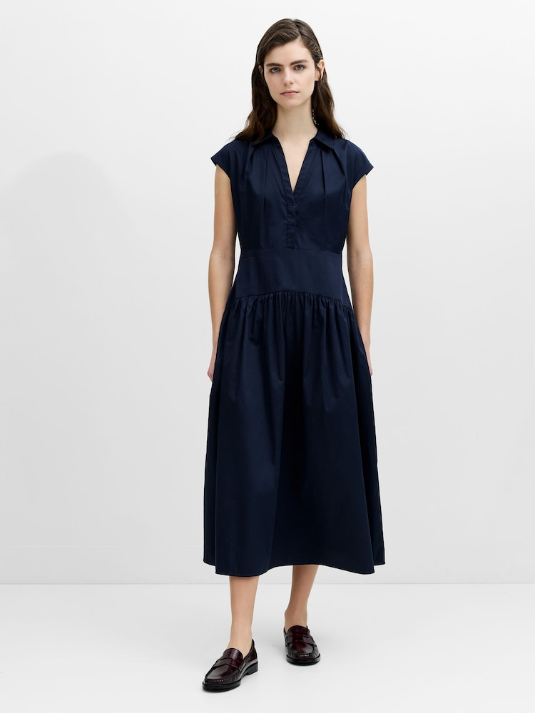 French Connection Alexis Poplin Striped Midi Dress - תמונה 1 מתוך 5