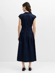 French Connection Alexis Poplin Striped Midi Dress - תמונה 2 מתוך 5