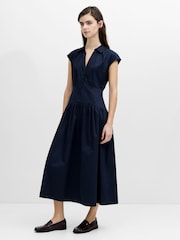 French Connection Alexis Poplin Striped Midi Dress - תמונה 4 מתוך 5