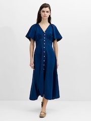 French Connection Blue Zaves Chambray Button Through Dress - Image 1 of 7