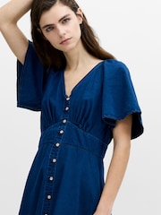 French Connection Blue Zaves Chambray Button Through Dress - Image 2 of 7