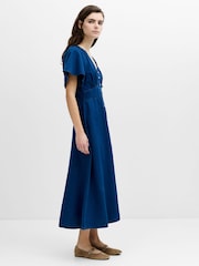 French Connection Blue Zaves Chambray Button Through Dress - Image 5 of 7