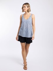Weird Fish Blue Aliana Printed Burnout Vest - Image 1 of 7
