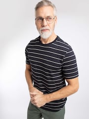 Weird Fish Blue Grayson Textured Stripe T-Shirt - Image 1 of 7