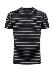 Weird Fish Blue Grayson Textured Stripe T-Shirt - Image 6 of 7