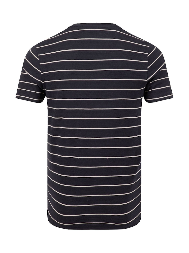 Weird Fish Blue Grayson Textured Stripe T-Shirt - Image 7 of 7 Weird Fish Blue Grayson Textured Stripe T-Shirt - Image 7 of 7