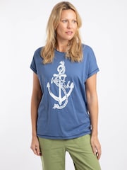 Weird Fish Blue Marina Front Print Graphic T-Shirt - Image 1 of 6