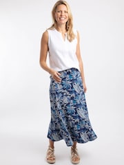 Weird Fish Blue Ares Printed Jersey A-Line Maxi Skirt - Image 1 of 6