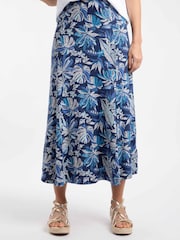 Weird Fish Blue Ares Printed Jersey A-Line Maxi Skirt - Image 2 of 6
