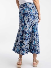 Weird Fish Blue Ares Printed Jersey A-Line Maxi Skirt - Image 3 of 6