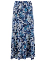 Weird Fish Blue Ares Printed Jersey A-Line Maxi Skirt - Image 4 of 6