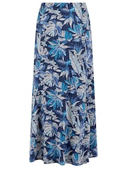 Weird Fish Blue Ares Printed Jersey A-Line Maxi Skirt - Image 5 of 6