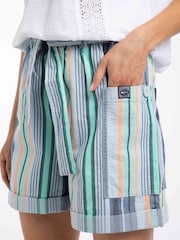 Weird Fish Blue Wilder Striped Summer Shorts - Image 4 of 7