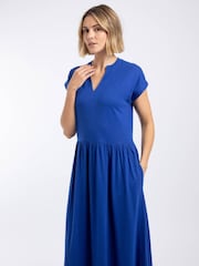 Weird Fish Blue Reed Plain Jersey Notch Neck Maxi Dress - Image 2 of 7