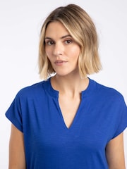 Weird Fish Blue Reed Plain Jersey Notch Neck Maxi Dress - Image 4 of 7