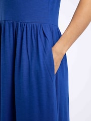 Weird Fish Blue Reed Plain Jersey Notch Neck Maxi Dress - Image 5 of 7